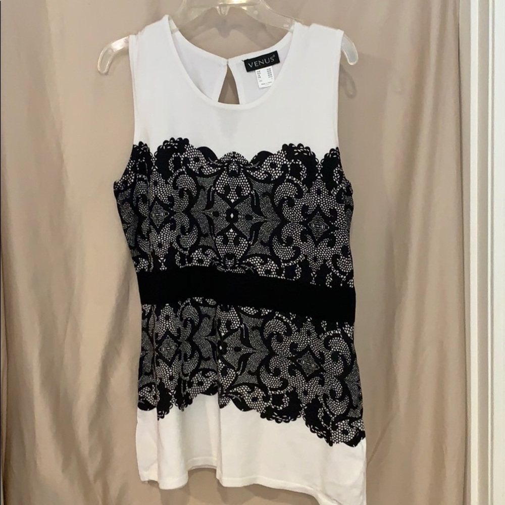 venus white and black lace top